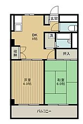 西武池袋線 清瀬駅 徒歩11分の賃貸マンション 1階2DKの間取り