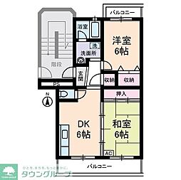 西武池袋線 保谷駅 徒歩15分の賃貸マンション 1階2DKの間取り