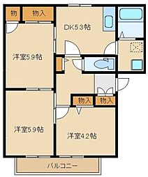 西武池袋線 清瀬駅 バス15分 三角山下車 徒歩2分の賃貸アパート 1階3Kの間取り