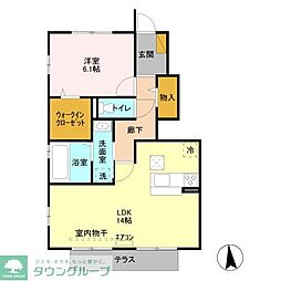 西武池袋線 所沢駅 徒歩25分の賃貸アパート 1階1LDKの間取り
