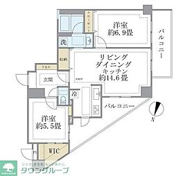 西武池袋線 ひばりヶ丘駅 徒歩4分の賃貸マンション 3階2LDKの間取り