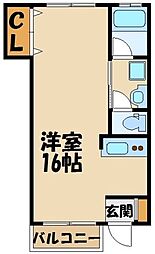西武池袋線 秋津駅 徒歩4分の賃貸アパート 2階ワンルームの間取り