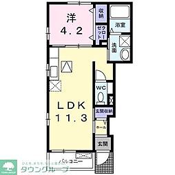 西武新宿線 田無駅 徒歩21分の賃貸アパート 1階1LDKの間取り