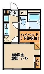 西武池袋線 清瀬駅 徒歩6分の賃貸マンション 1階1Kの間取り