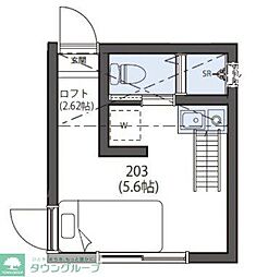 西武池袋線 富士見台駅 徒歩10分の賃貸アパート 2階ワンルームの間取り