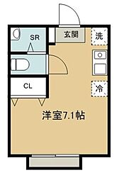 西武新宿線 久米川駅 徒歩4分の賃貸アパート 2階ワンルームの間取り