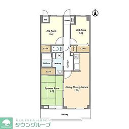 西武新宿線 武蔵関駅 徒歩8分の賃貸マンション 5階3LDKの間取り
