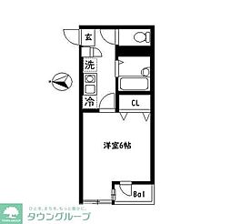 西武多摩川線 武蔵境駅 徒歩19分の賃貸マンション 3階1Kの間取り