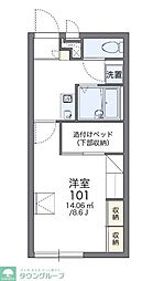 レオパレスエステシティ 1Kの間取図画像