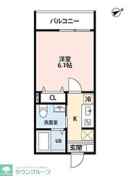 小平市学園西町1丁目アパート 1Kの間取図画像