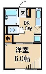 シティハイムシルビアA 1DKの間取図画像