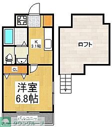 ブランドール冨士 1Kの間取図画像