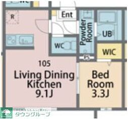ノベル星の宮 1LDKの間取図画像