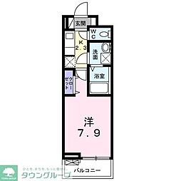 コリーヌソレイユ2 1Kの間取図画像