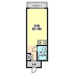 プラザ信開工大 2階ワンルームの間取り