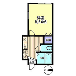 信開セルーラ金沢南 1Kの間取図画像