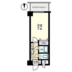信開トピア足羽 1Kの間取図画像