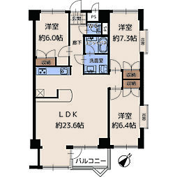 信開ドムス舞崎 3LDKの間取図画像
