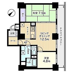 信開アーバンシティセントラル棟 2LDKの間取図画像