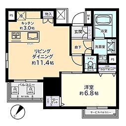 プレミア富山駅前 1LDKの間取図画像