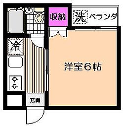 ノースランドハウス 3階1Kの間取り