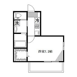 カーサムサシノ 1階1Kの間取り