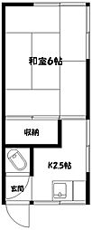 五日市コーポ 1Kの間取図画像