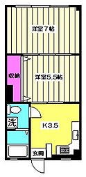 松原マンション 2Kの間取図画像