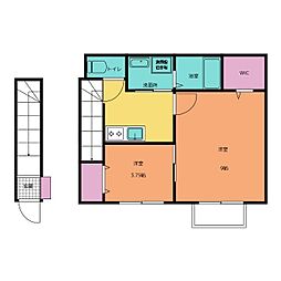 スマートＦII 2階2Kの間取り