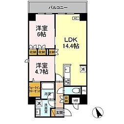 船橋市葛飾町2丁目マンション 2LDKの間取図画像