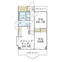 西船橋スクエアガーデン 2DKの間取図画像