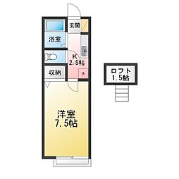 グランシャリオ2 1Kの間取図画像