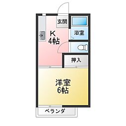 フォーブルイシイB 1Kの間取図画像