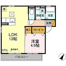 コーポ小野弐番館 1LDKの間取図画像