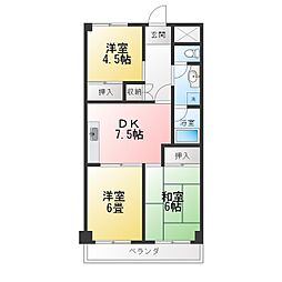 アミカル高橋 3DKの間取図画像
