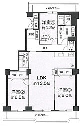 幕張ファミールハイツ4号棟 3LDKの間取図画像