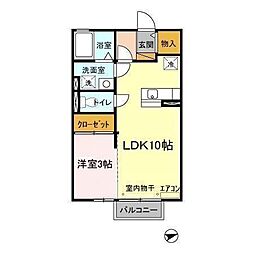 プランタンコリーヌ2 1LDKの間取図画像