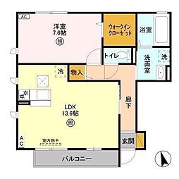 パークドプランタンI 1LDKの間取図画像