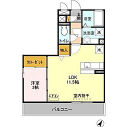 オーヴェルスエヒロ 1LDKの間取図画像