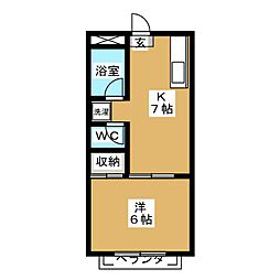 岩崎ハイツ 1階1Kの間取り