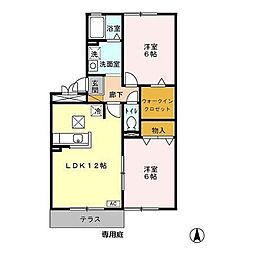 サンモール六実 2LDKの間取図画像