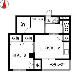 カミュー松戸北小金 1LDKの間取図画像
