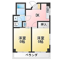 メゾン北小金 2DKの間取図画像