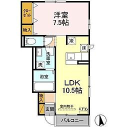 ボヌール新松戸A 1LDKの間取図画像