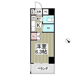 グランヒル松戸 ワンルームの間取図画像