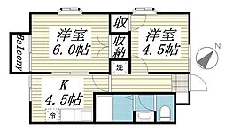 ツリーデン馬橋1 2Kの間取図画像
