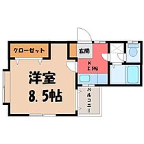 サンワハイツ 6号棟  ｜ 栃木県宇都宮市西原1丁目（賃貸アパート1K・2階・21.50㎡） その2