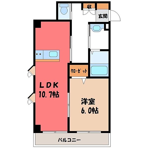 ピコ・ファミーユ ｜栃木県宇都宮市緑2丁目(賃貸マンション1LDK・2階・41.46㎡)の写真 その2