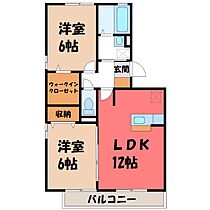 カサグランデ藤 II  ｜ 栃木県宇都宮市簗瀬4丁目（賃貸アパート2LDK・1階・56.30㎡） その2