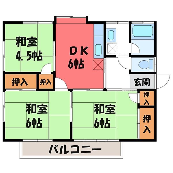 ハイツひまわり ｜栃木県宇都宮市上横田町(賃貸アパート3DK・1階・52.17㎡)の写真 その1